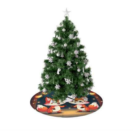 Cute 2 Fox design themed Christmas Tree Skirts