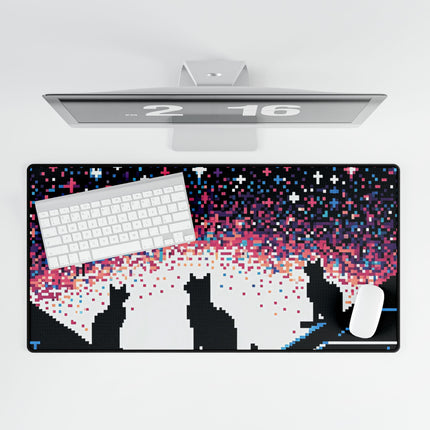 Cat sitting on the roof design themed Desk Mats