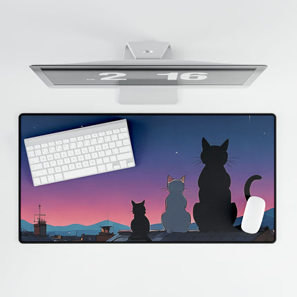 Cat looking at the sky design themed Desk Mats