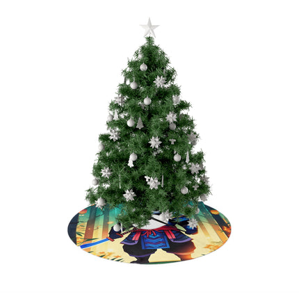 Warrior Panda with Armor design themed Christmas Tree Skirts