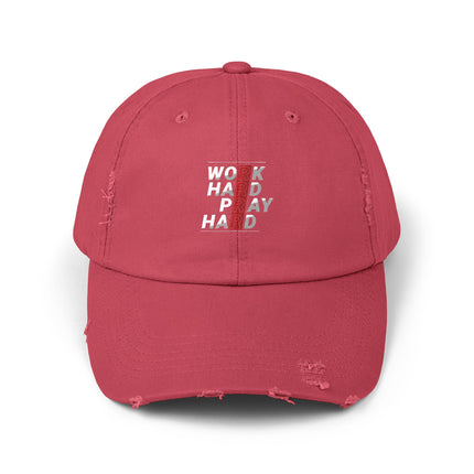 Unisex Distressed Cap mit Typografie-Motiven 
