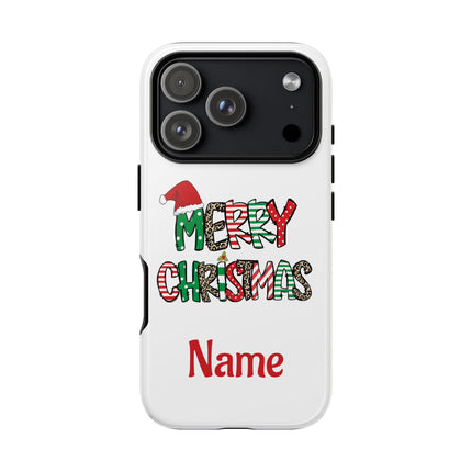 Merry Christmas Phone Case — Festive Santa Hat & Candy Cane Design Tough Case