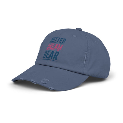 Unisex Distressed Cap mit Typografie-Motiven 