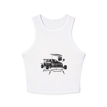 Damen Micro Rib Racer Tank Top mit Auto-Enthusiasten-Motiv