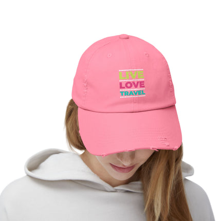 Unisex Distressed Cap mit Typografie-Motiven 