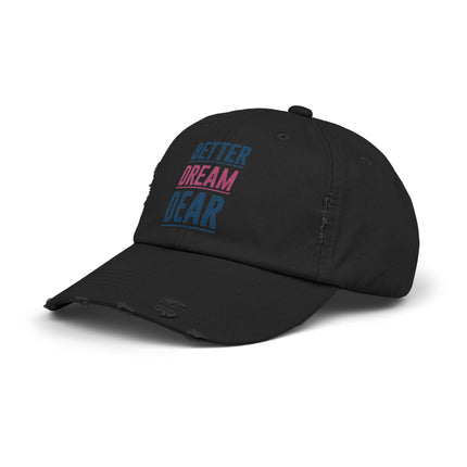 Unisex Distressed Cap mit Typografie-Motiven 