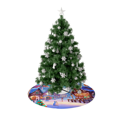 House scenery in Winter design themed Christmas Tree Skirts