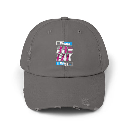Unisex Distressed Cap mit Typografie-Motiven 