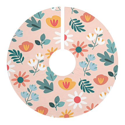 Cute Pink Floral Pattern design themed  Christmas Tree Skirts