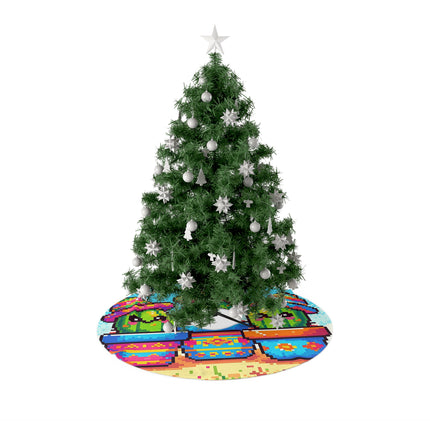 Cute Catcus smiling design themed Christmas Tree Skirts