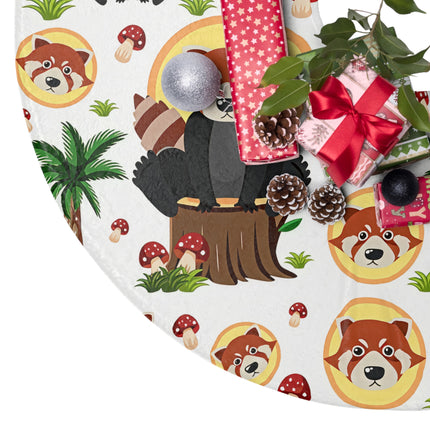 Cute Raccoon Pattern design themed Christmas Tree Skirts