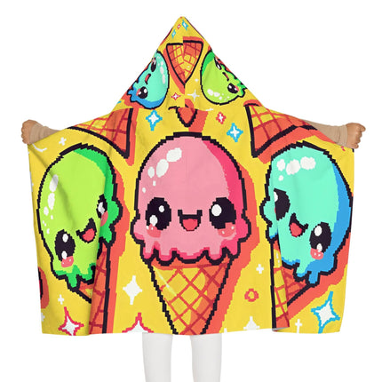 Group of Cone ice cream design themed Youth Hooded Towel