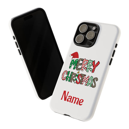 Merry Christmas Phone Case — Festive Santa Hat & Candy Cane Design Tough Case