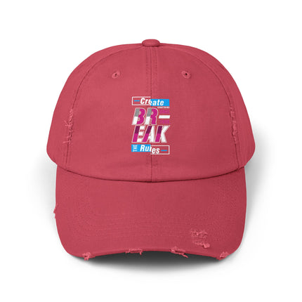 Unisex Distressed Cap mit Typografie-Motiven 