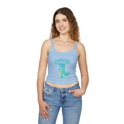 Blue Dino Graphic designed Women's Spaghetti Strap Tank Top