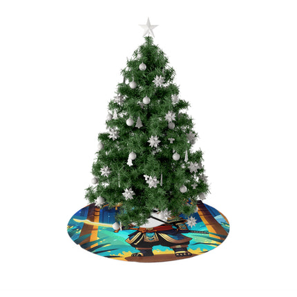 Warrior Panda holding Sword design themed Christmas Tree Skirts