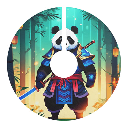 Warrior Panda with Armor design themed Christmas Tree Skirts
