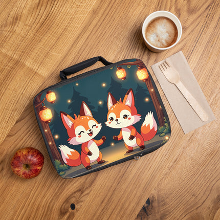 Niedliche Lunchtasche mit 2 Füchsen-Motiv 