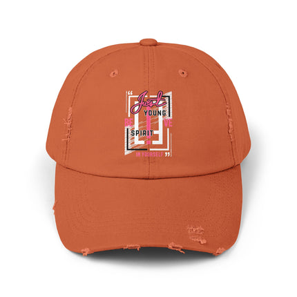 Unisex Distressed Cap mit Typografie-Motiven 