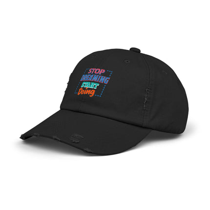 Unisex Distressed Cap mit Typografie-Motiven 
