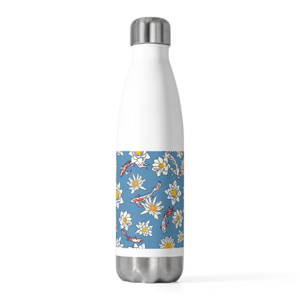 Blau mit weißem Blumenmuster-Design, 20 oz Isolierflasche 