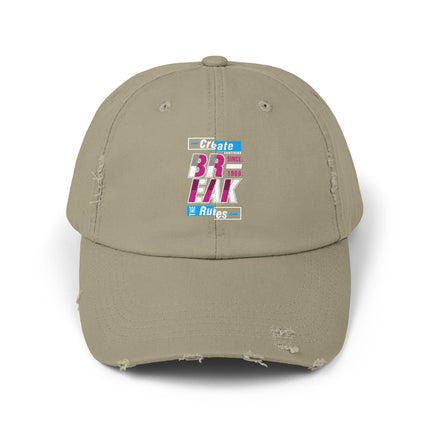 Unisex Distressed Cap mit Typografie-Motiven 