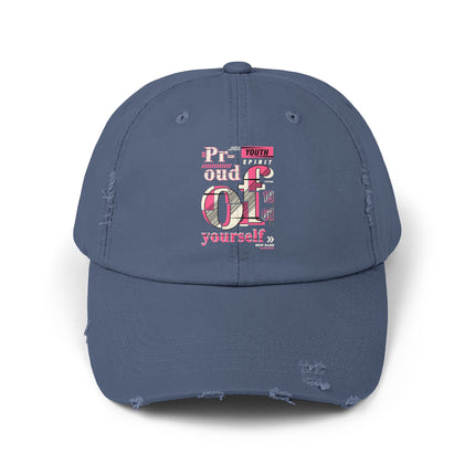 Unisex Distressed Cap mit Typografie-Motiven 