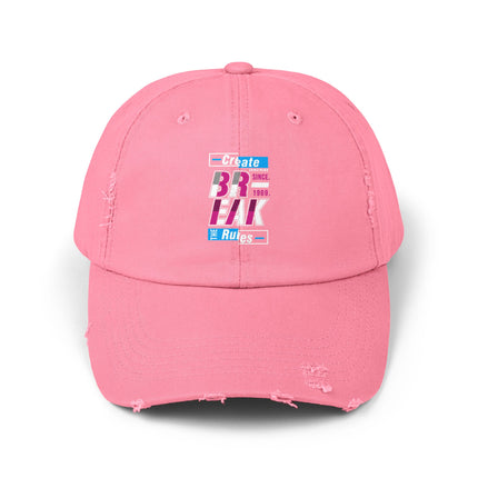 Unisex Distressed Cap mit Typografie-Motiven 