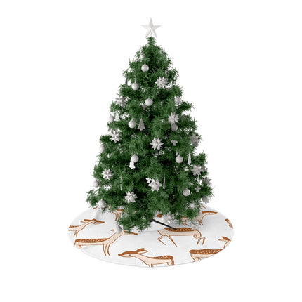 Cute Deer with White background Pattern design themed Christmas Tree Skirts