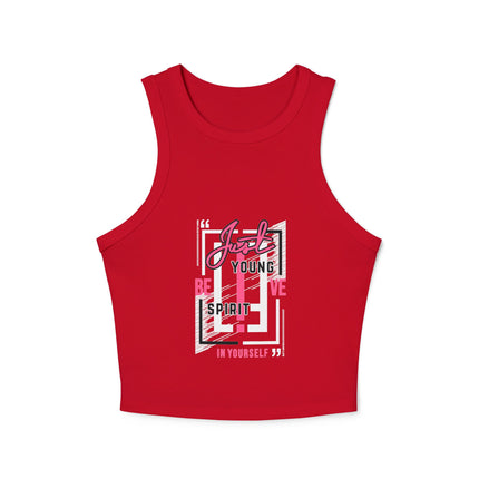 Damen Micro Rib Racer Tank Top mit Typografie-Motiven