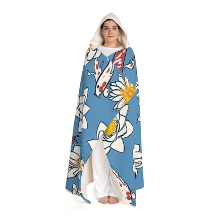 Blau mit weißem Blumenmuster Design Themen Kapuze Sherpa Fleece Decke 