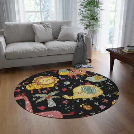 Runder Teppich mit niedlichem Tiermuster-Design 