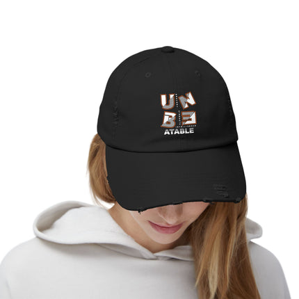 Unisex Distressed Cap mit Typografie-Motiven 