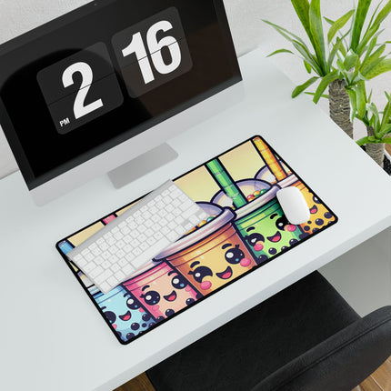 Cute Boba tea and friends design themed Desk Mats