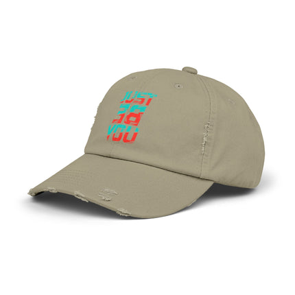Unisex Distressed Cap mit Typografie-Motiven 