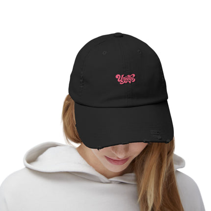Unisex Distressed Cap mit Typografie-Motiven 