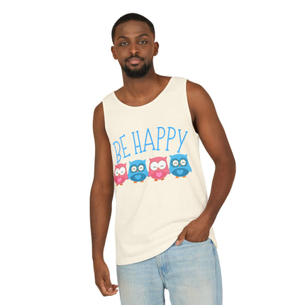 Be Happy Graphic design Unisex Garment-Dyed Tank Top