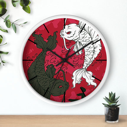Attraktive Wanduhr mit Koi-Fisch-Design 