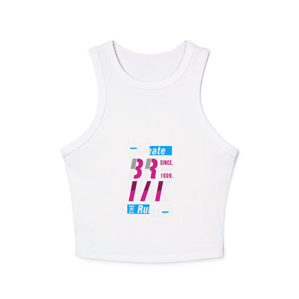 Damen Micro Rib Racer Tank Top mit Typografie-Motiven