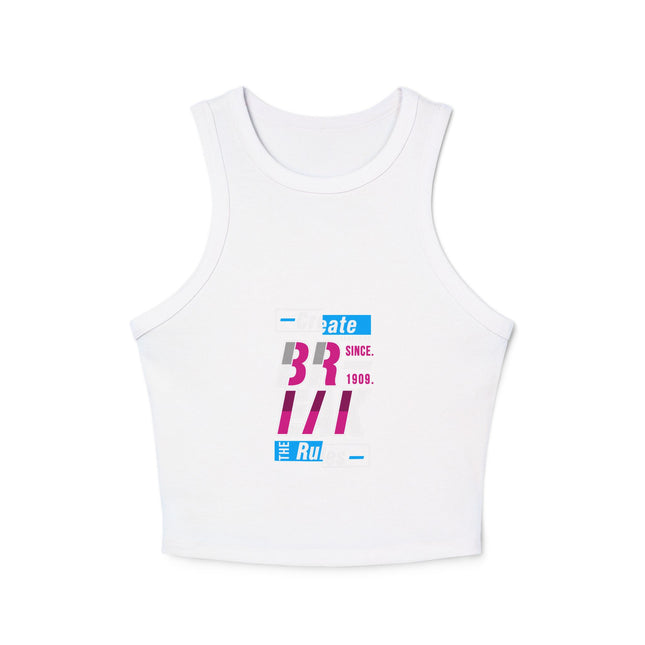 Damen Micro Rib Racer Tank Top mit Typografie-Motiven