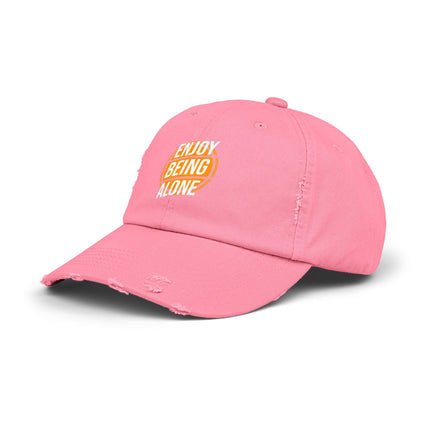 Unisex Distressed Cap mit Typografie-Motiven 