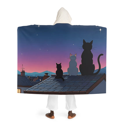 Katze schaut in den Himmel Design Themen Kapuze Sherpa Fleece Decke 