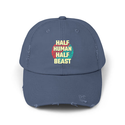 Unisex Distressed Cap mit Typografie-Motiven 