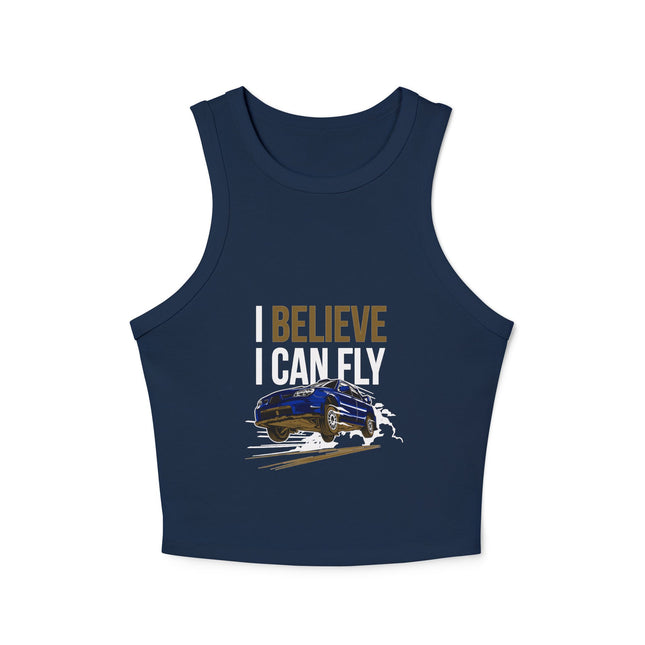 Damen Micro Rib Racer Tank Top mit Auto-Enthusiasten-Motiv