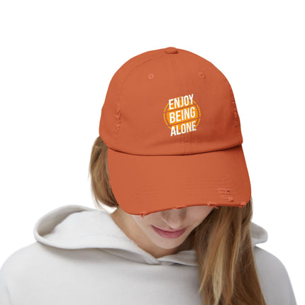 Unisex Distressed Cap mit Typografie-Motiven 