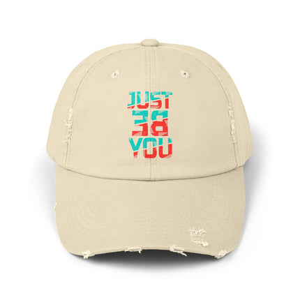 Unisex Distressed Cap mit Typografie-Motiven 