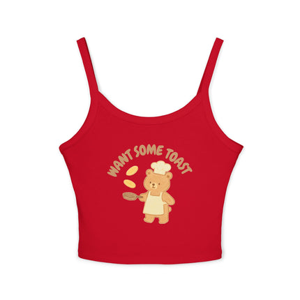 Want Some Toast Graphic designed Women's Spaghetti Strap Tank Top