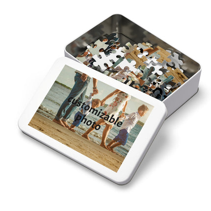 Personalized Family Photo Jigsaw Puzzle with Tin – Custom Memorable Puzzle