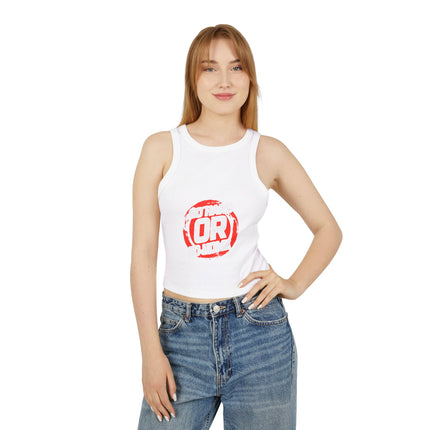 Damen Micro Rib Racer Tank Top mit Typografie-Motiven