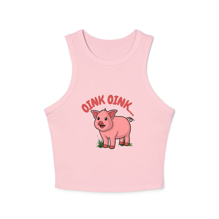 Oink Oink...   Graphic designed Women's Micro Rib Racer Tank Top